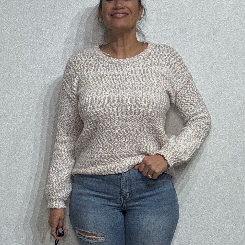 Yet Again Tan Heathered Sweater Sz M